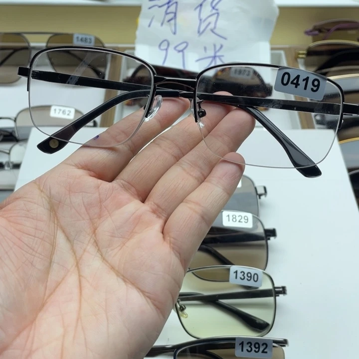茶水晶半框眼镜 0419