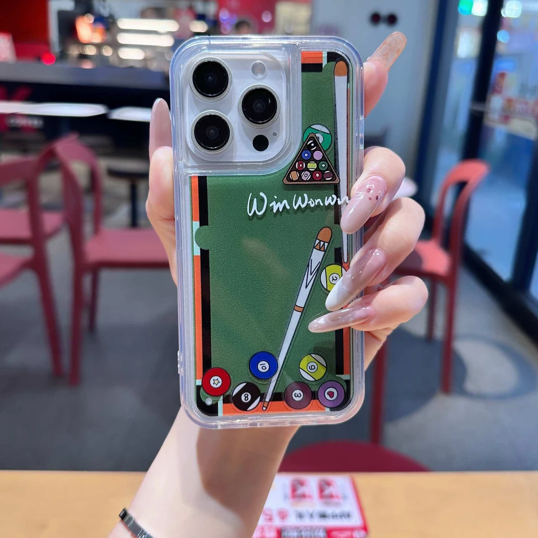 流沙滑片台球手机壳适用苹果promax趣味高级感保护套