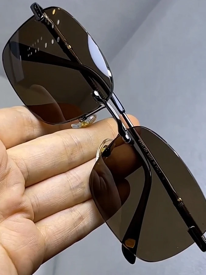 高档水晶石头镜时尚男士无框茶色防紫外线高清遮阳护目抗疲劳眼镜