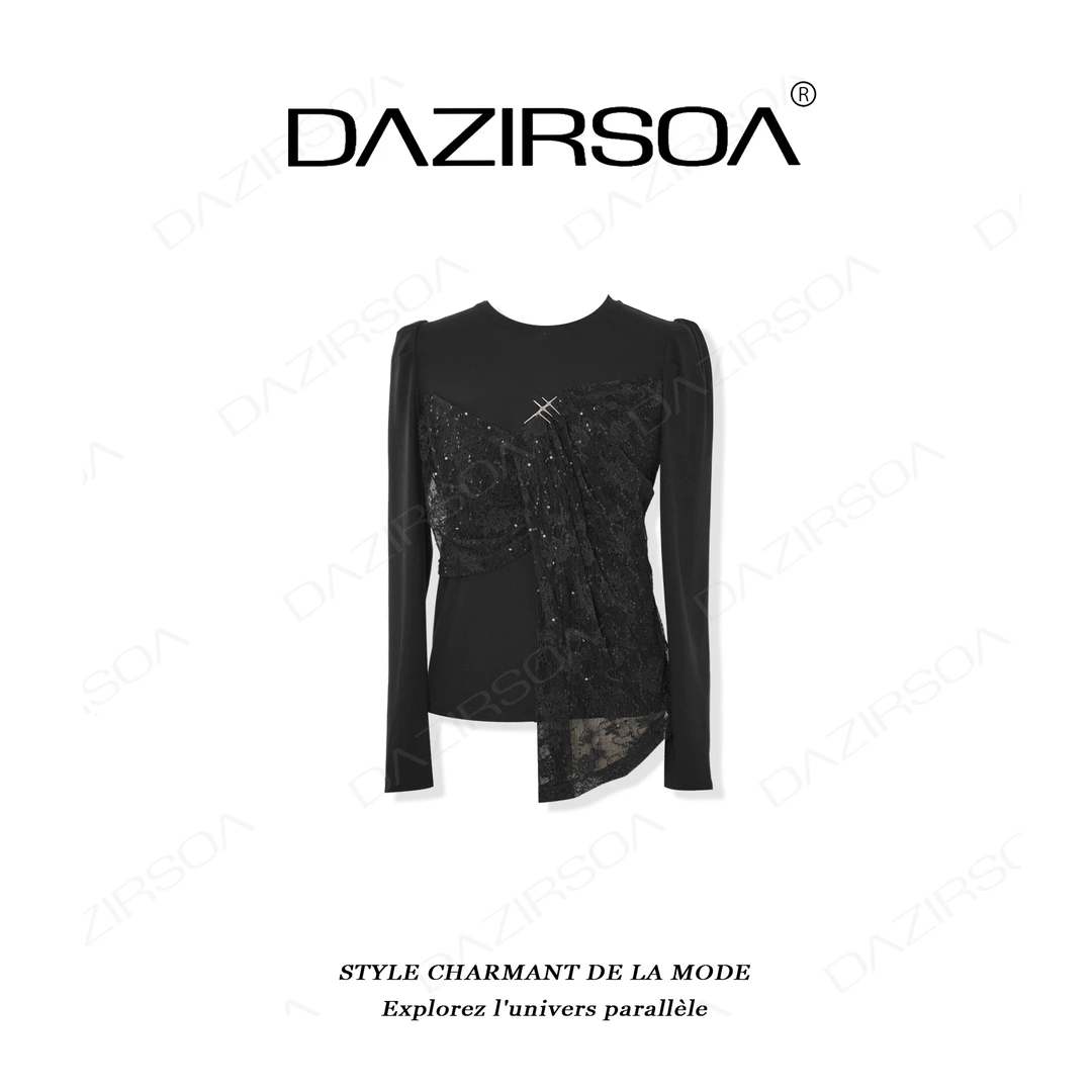 DAZIRSOA/达姿“恣意之态”时尚百搭拼接蕾丝假两件洋气上衣 X260