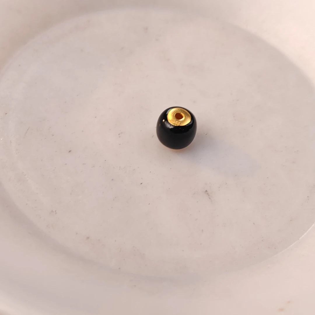足金 珐琅彩黑色老型珠