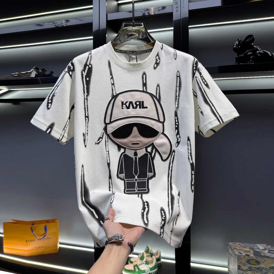 玛加西曼特卡通短袖t恤男薄款透气2025新款夏季男士半袖针织时尚