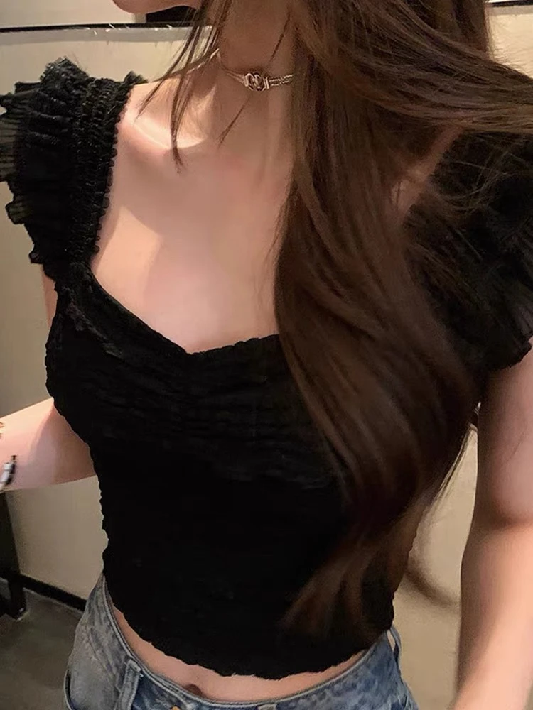 白栀茉莉 弹力蕾丝 森系甜美感蕾丝小衫