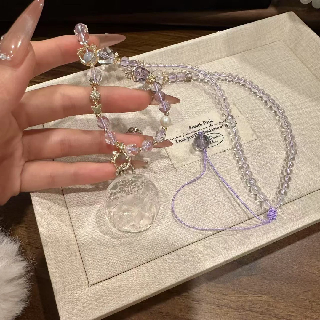 S341 白水狐狸雕刻项链