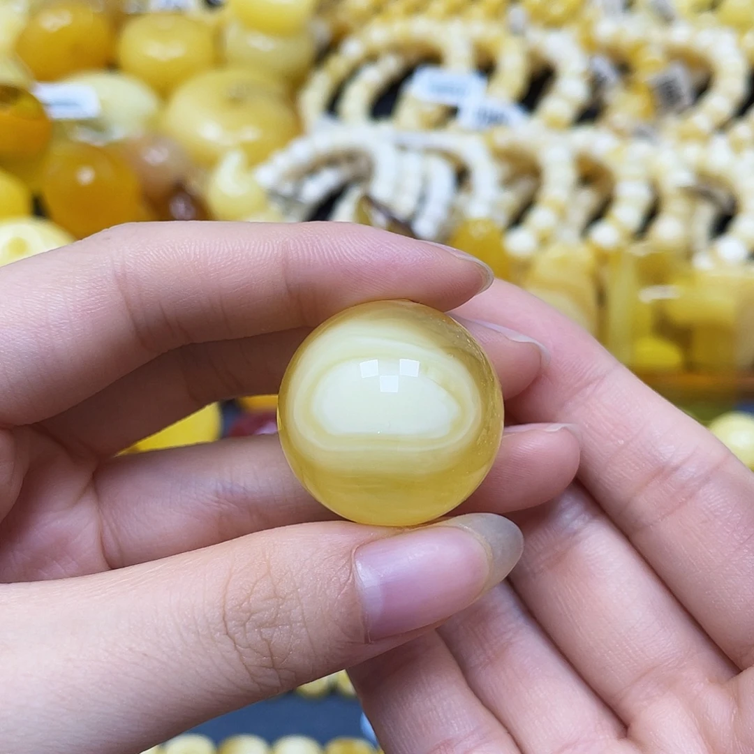 裸石蜜蜡未镶嵌圆珠26.4mm金沙