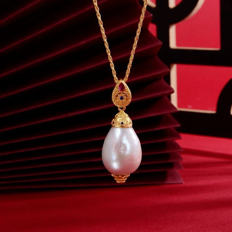 [观音水滴]13-14mm淡水无核巴洛克珍珠吊坠143