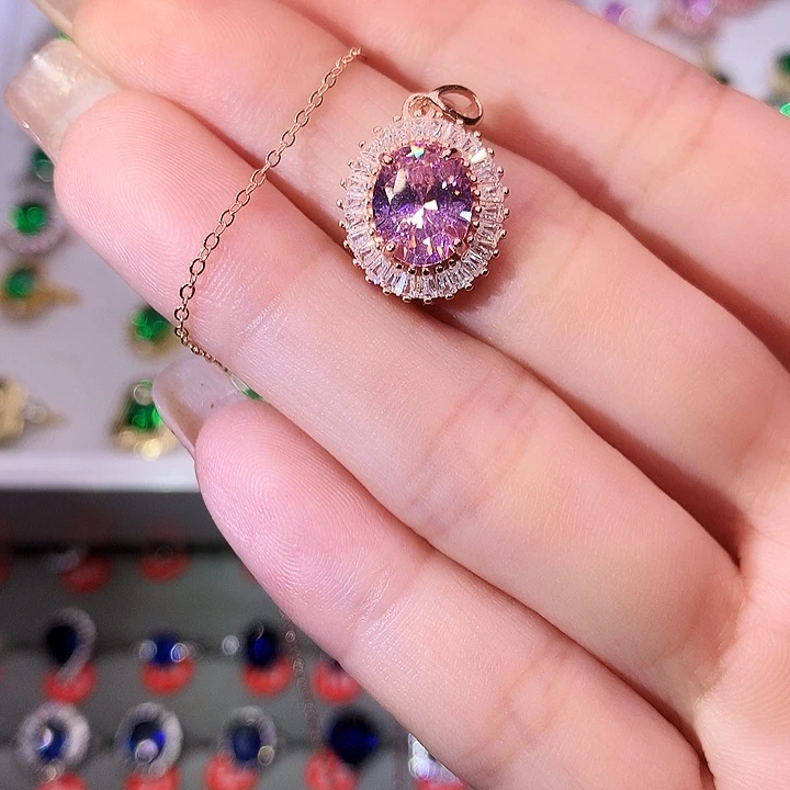 蓝宝石吊坠(赠链)银S925镶嵌