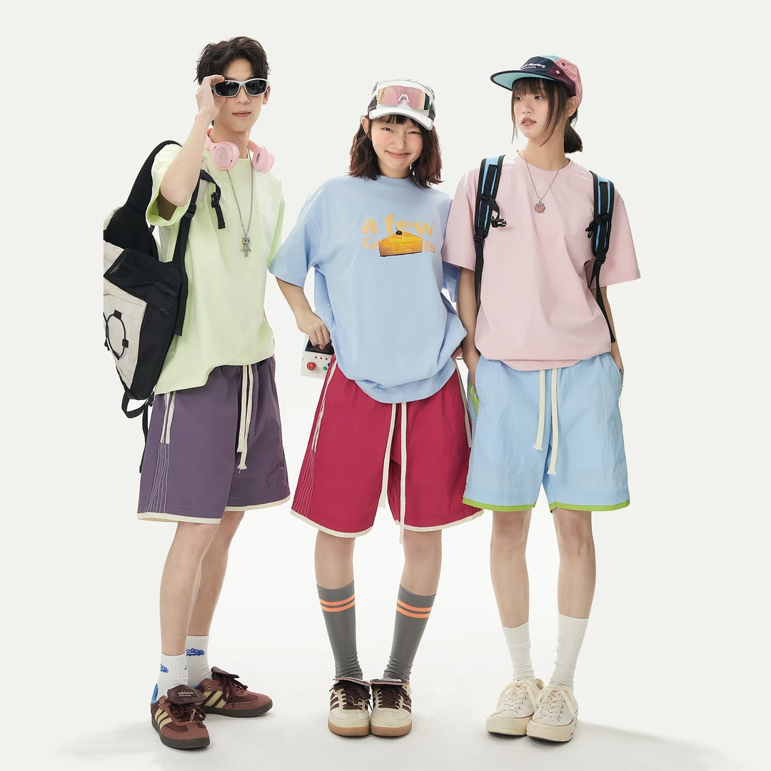 ZMOH美式侧边条纹拼接撞色经典款多巴胺设计宽松户外运动跑步裤