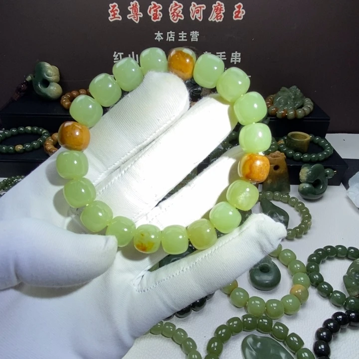 手链未镶嵌岫岩河磨玉（透闪石质玉）