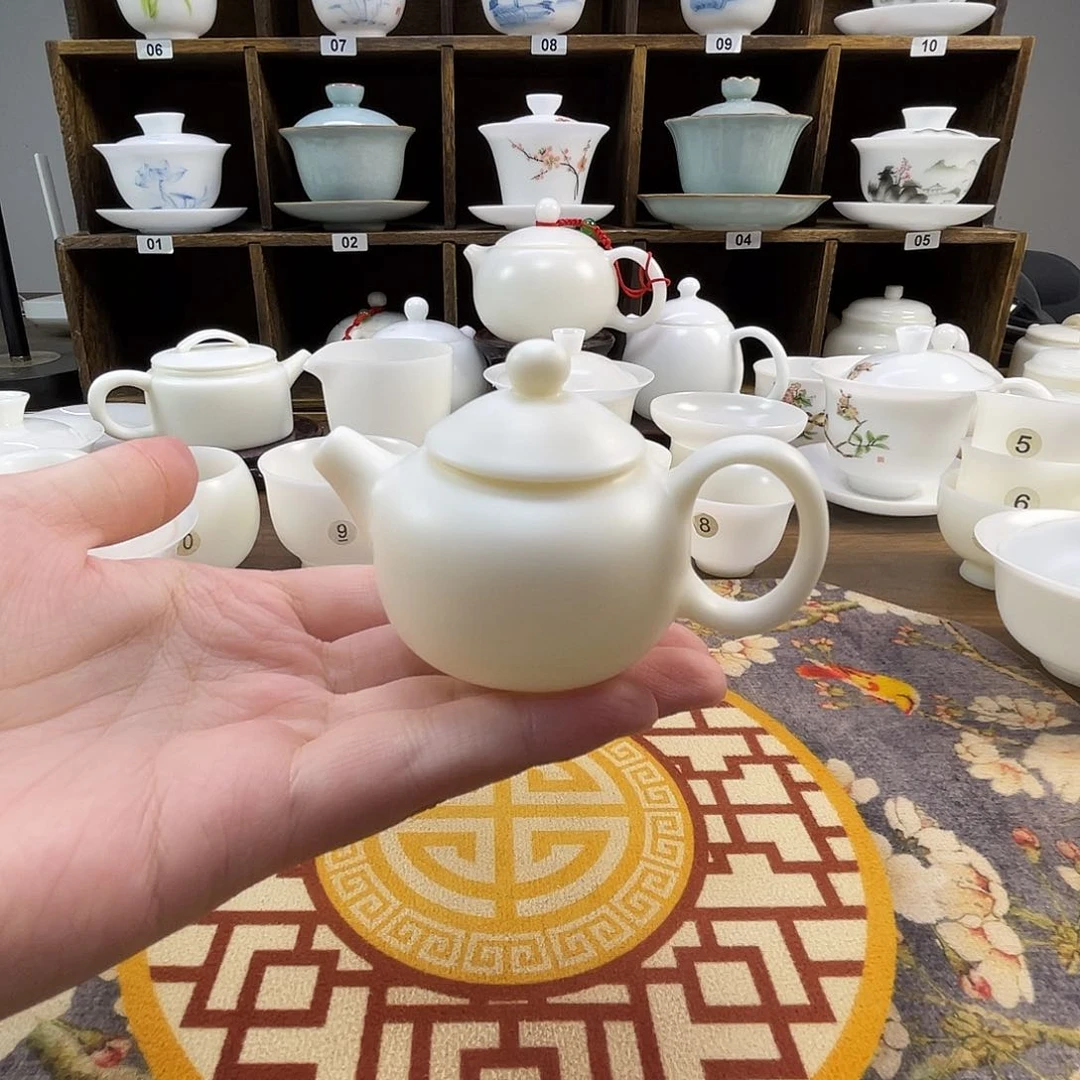 直播间福利羊脂玉素烧迷你把把壶50毫升