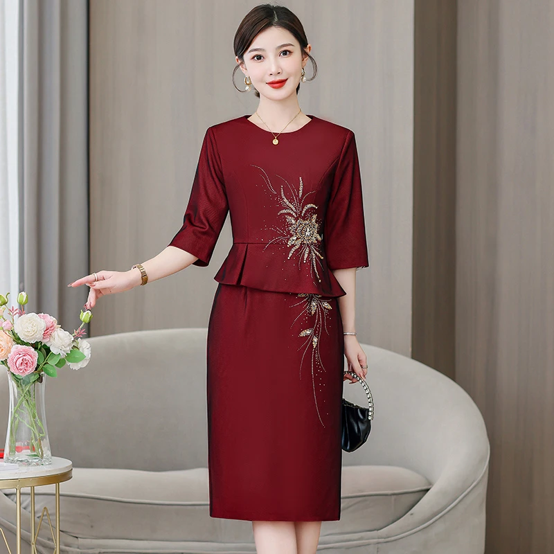 高级感上档次连衣裙女夏2025年婚礼妈妈婚宴礼服喜婆婆装敬酒长裙