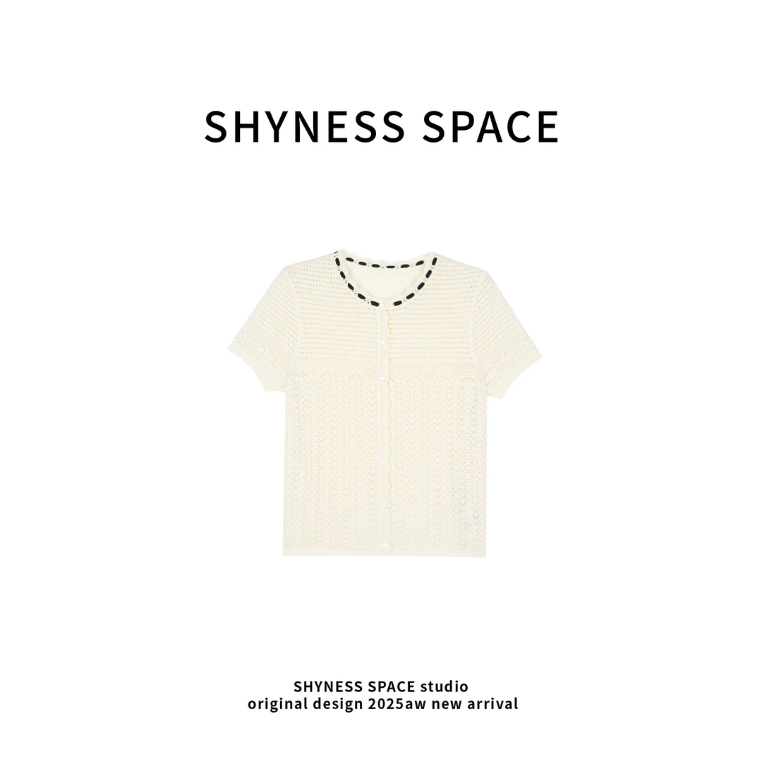 夏季白色圆领针织T恤HB264