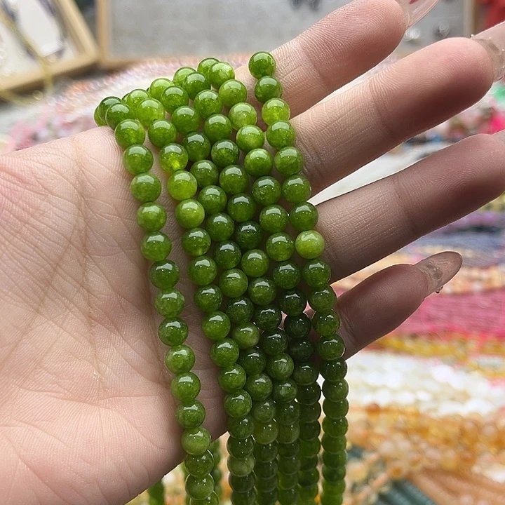 玛瑙/玉髓珠宝半成品未镶嵌一条6mm左右橄榄石珠