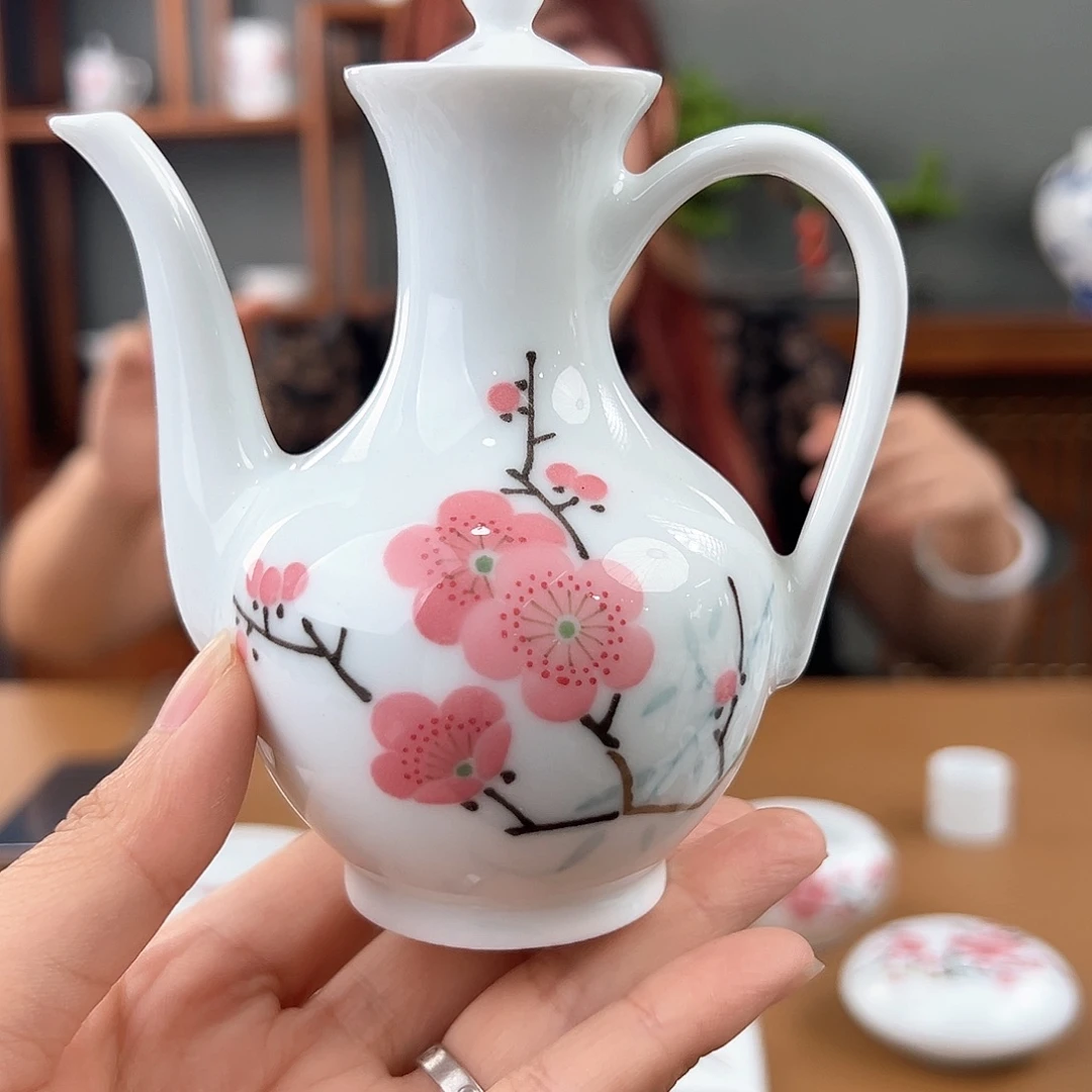 翠竹红梅小酒壶，微瑕