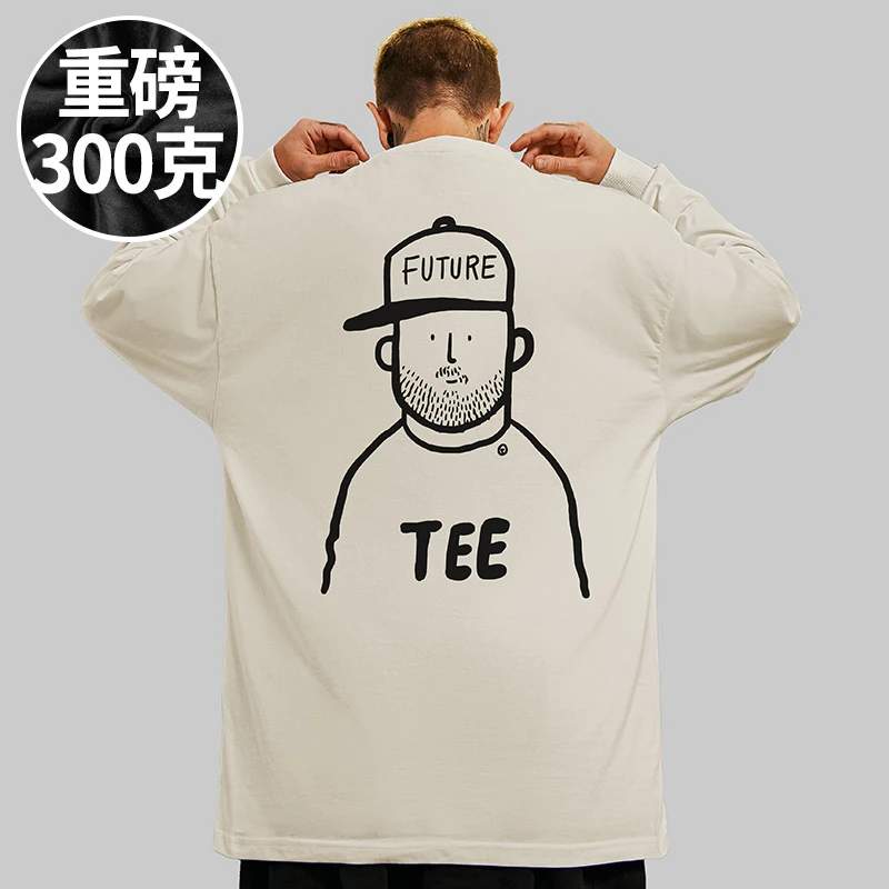 300斤重磅潮牌男士胖子t恤纯棉加肥加大码男装春秋款男生长袖T恤