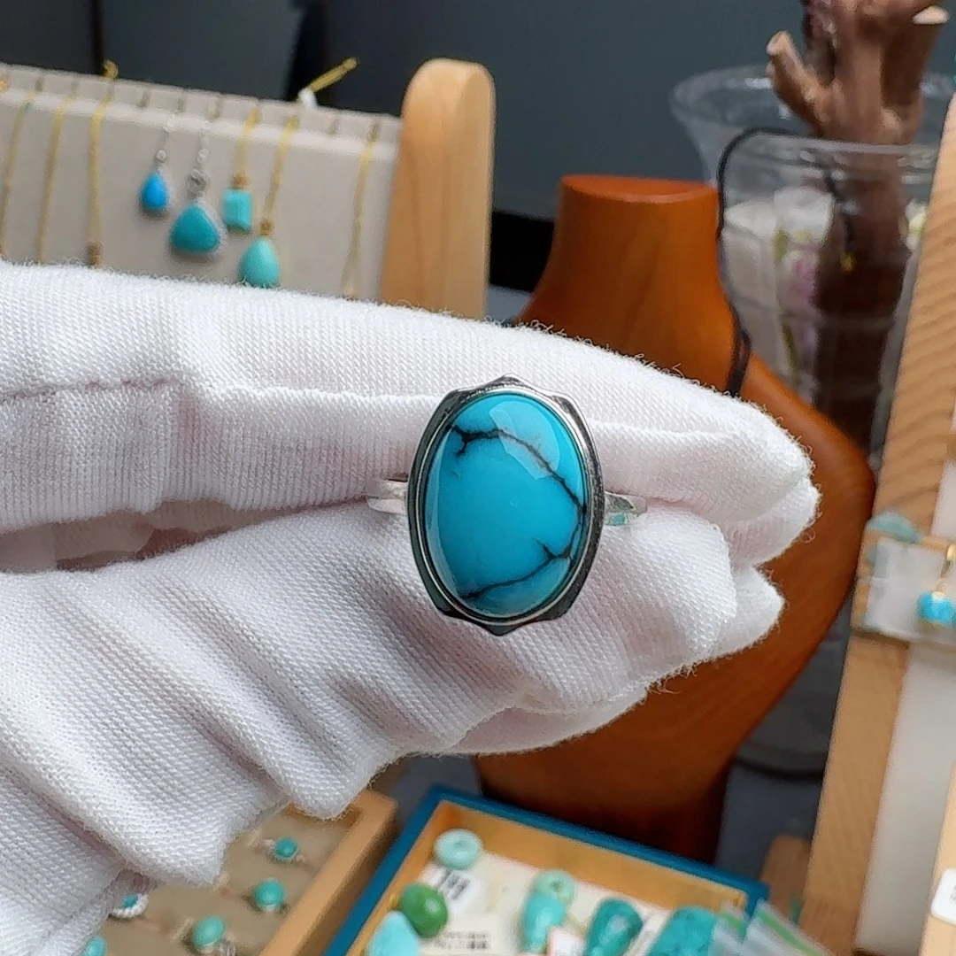 绿松石银S925镶嵌戒指戒指