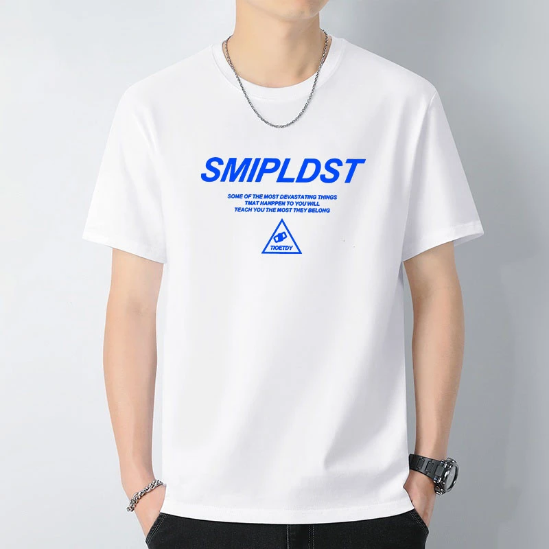 夏季正肩潮男衣服短袖t恤男生圆领纯棉宽松全棉印花打底体恤G160