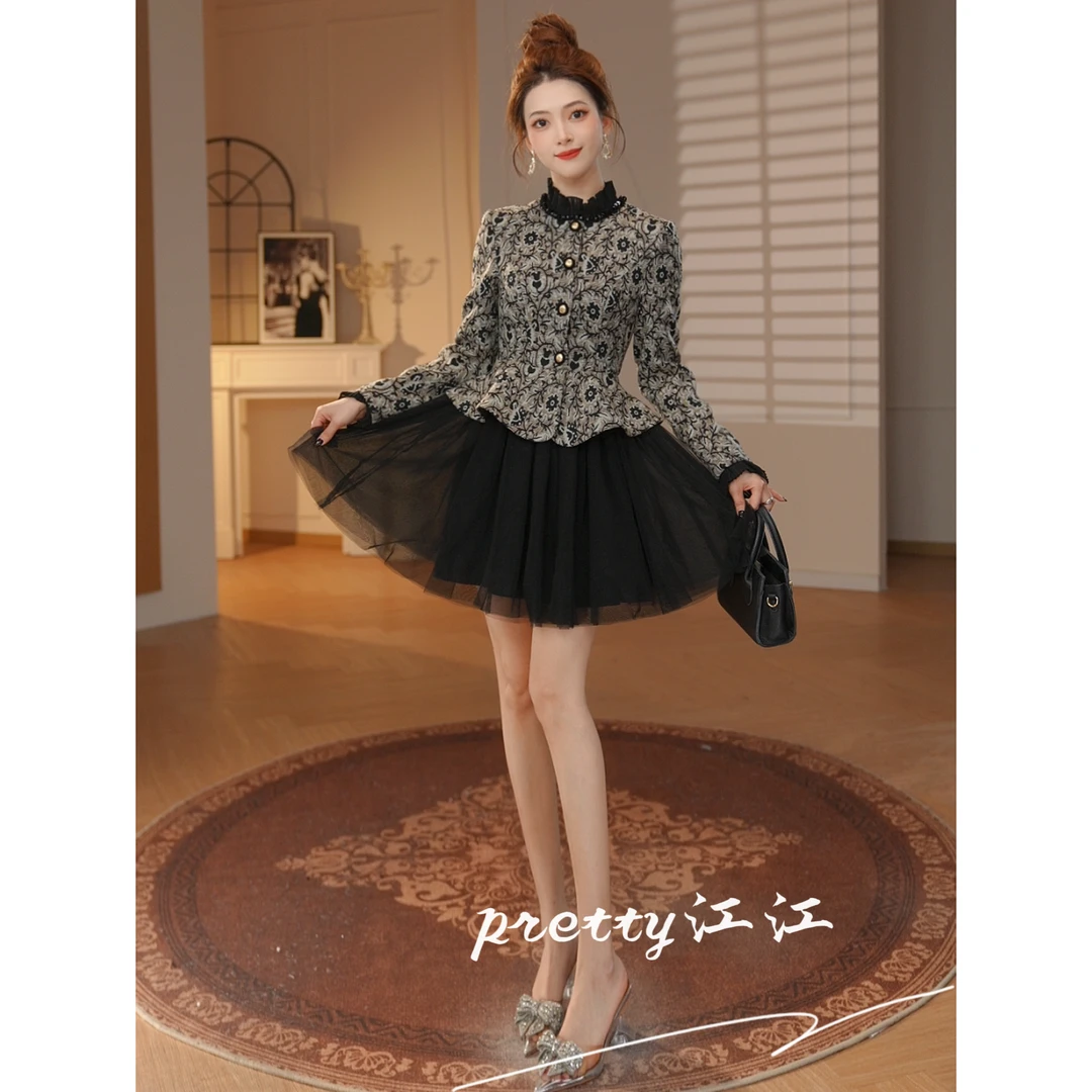 Pretty小众设计师品牌江江定制 气质赫本风时尚设计感连衣裙61388