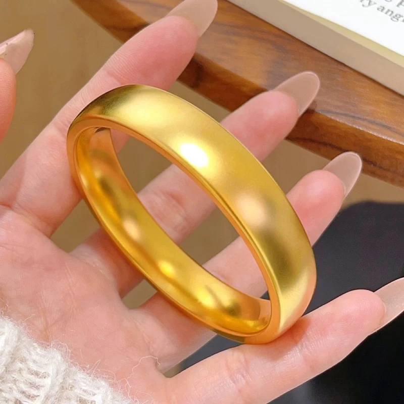 铜合金手镯 宽面轮胎手镯素圈闭口结婚镯子送女友礼物