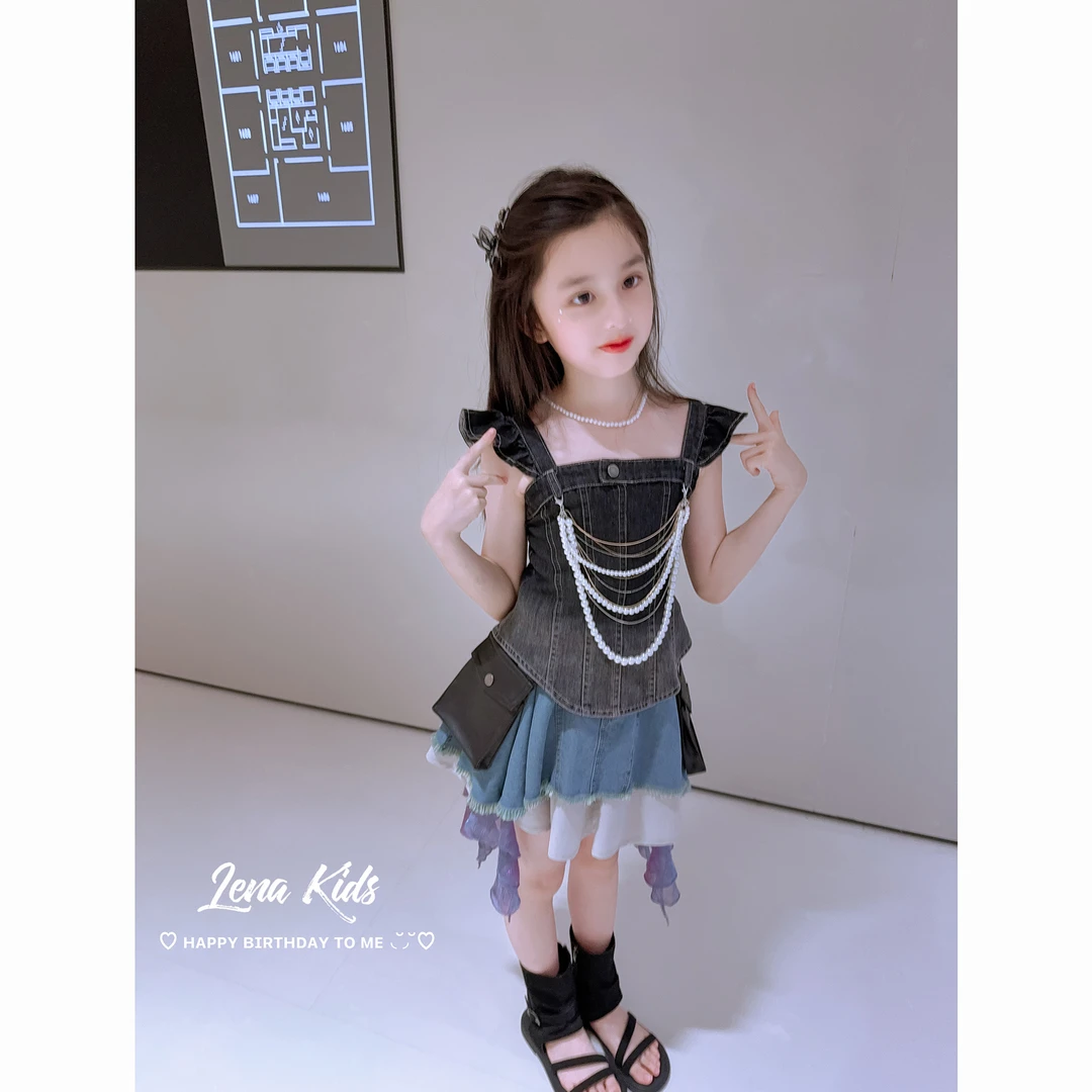 【现货】PP·Twinkle邓紫棋同款·天丝软牛仔·飞飞袖女宝套装25052801