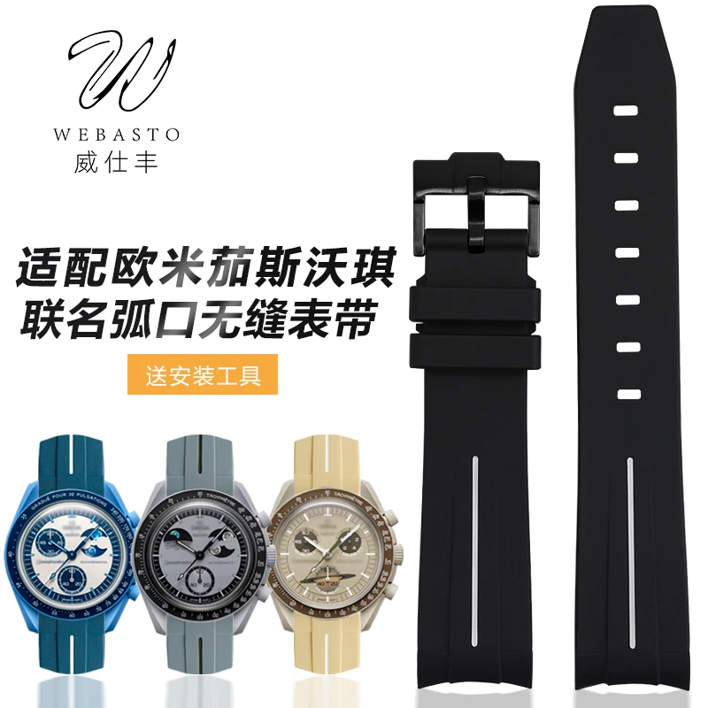 适配omega欧米茄swatch斯沃琪联名星球系列20mm弧口硅胶手表带
