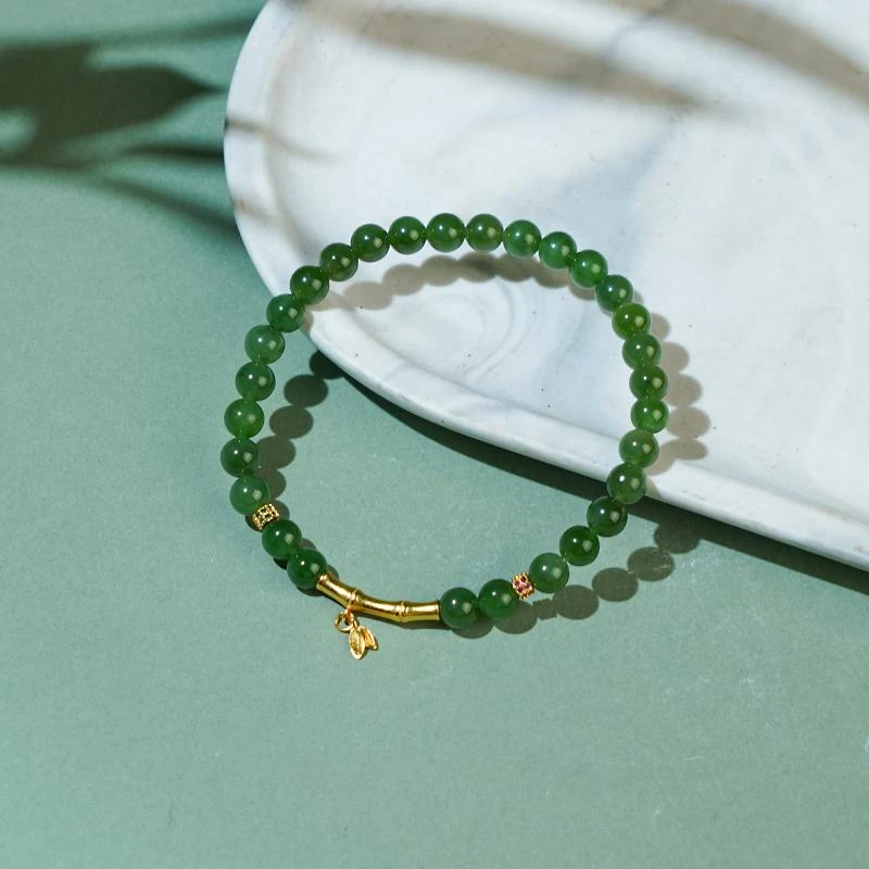 【香掌柜】和田碧玉竹节单圈手串（发一件）