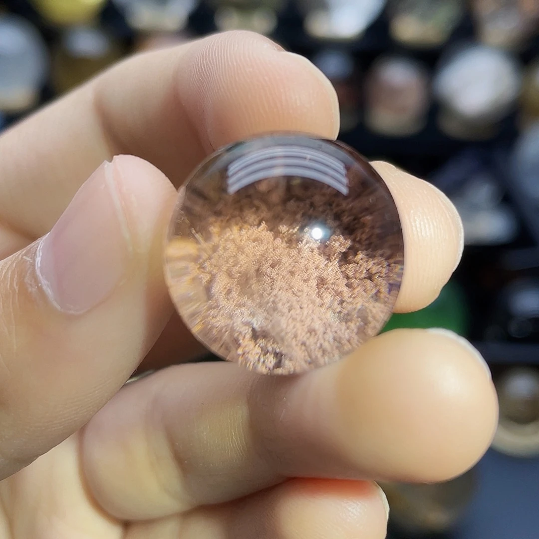 未镶嵌珠宝半成品水晶天然红幽灵20mm