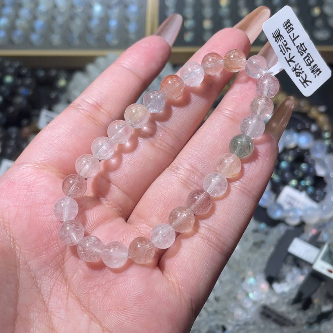 未镶嵌手链水晶彩兔毛手链7.7mm