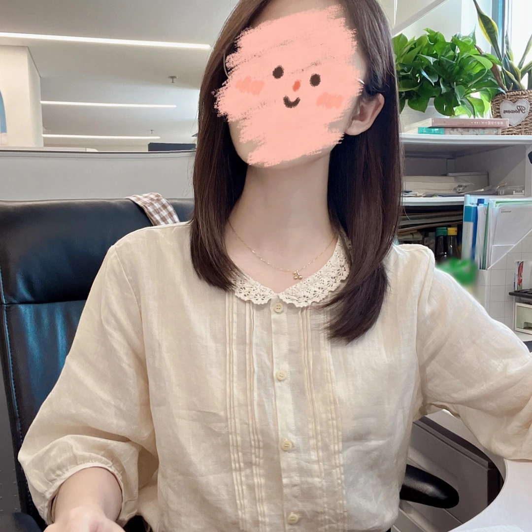 气质通勤时尚蕾丝花边压褶衬衫女长裤夏季新款设计感宽松薄款衬衣