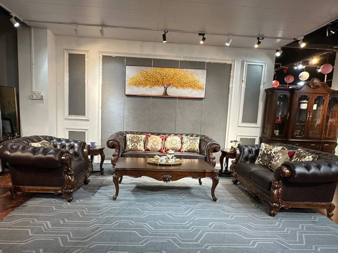 SF153沙发1+2+3 +243方茶几  复古美式沙发