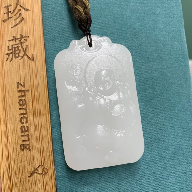 【姣姣温白】白色手工佛弥勒佛时尚搭配简约福公时尚吊坠