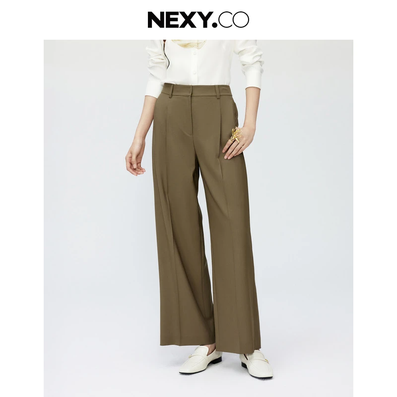 NEXY.CO/奈蔻显瘦百搭气质时尚休闲宽松垂感通勤长裤XV02927E4