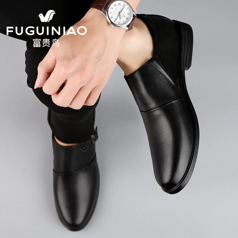富贵鸟皮鞋男新款英伦软底商务正装男鞋一脚蹬手工百搭高档休闲鞋
