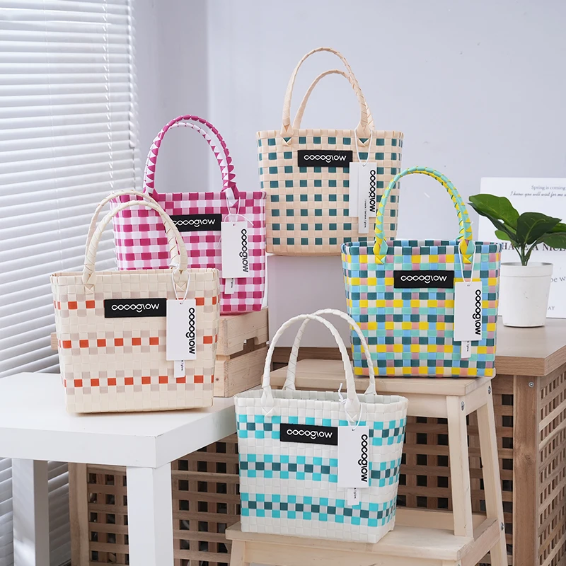 ins藤编手提菜篮子大容量海边度假手提包高品质女包手工工艺编织