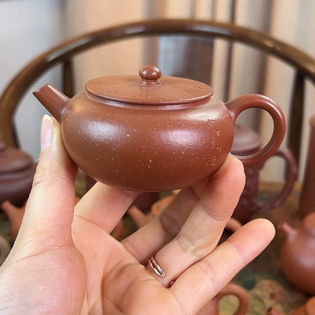 茶壶紫砂精品 平盖莲子 红降坡泥140cc