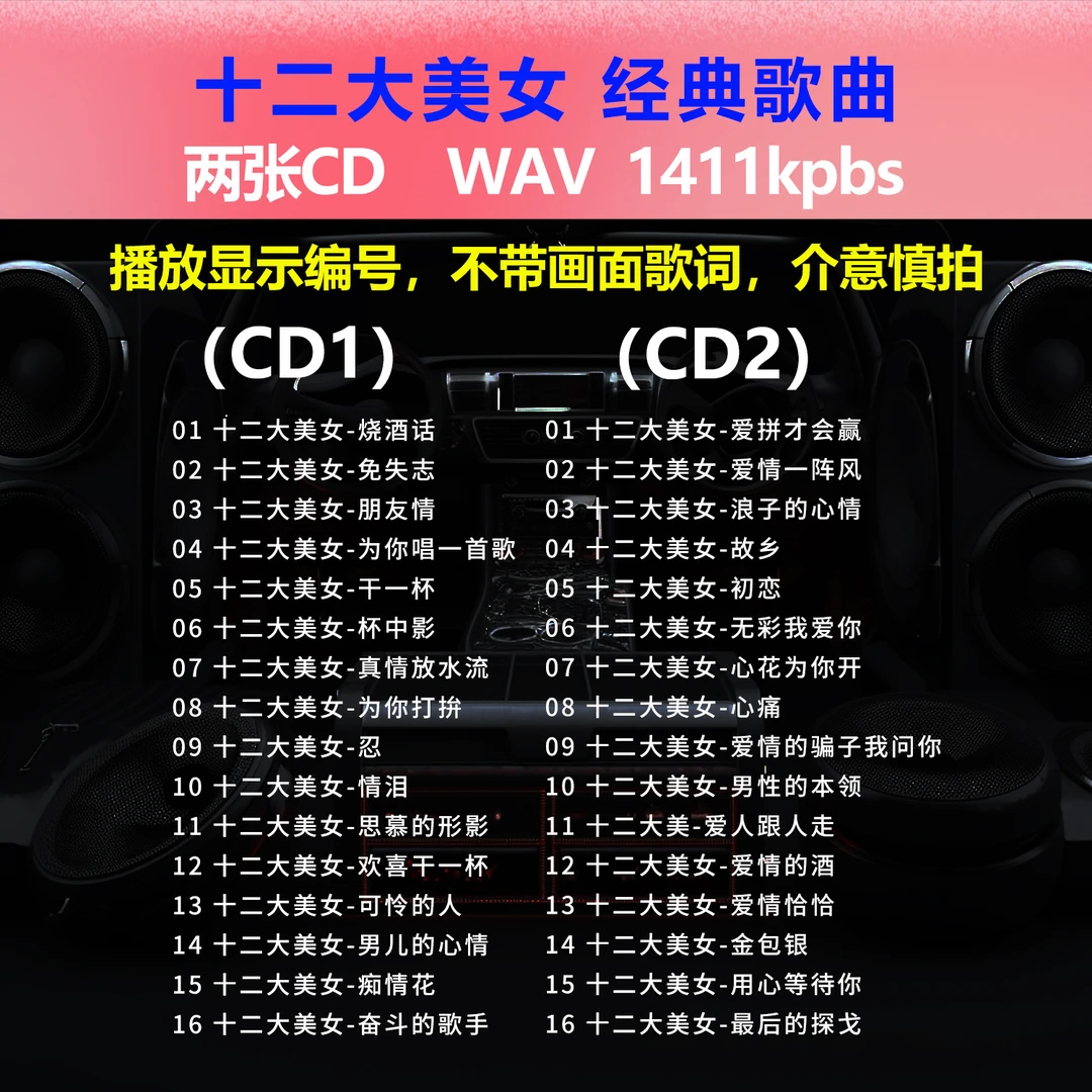 十二大美女【2张CD】经典32首 碟片CD光盘 成名曲 WAV无损音质1648