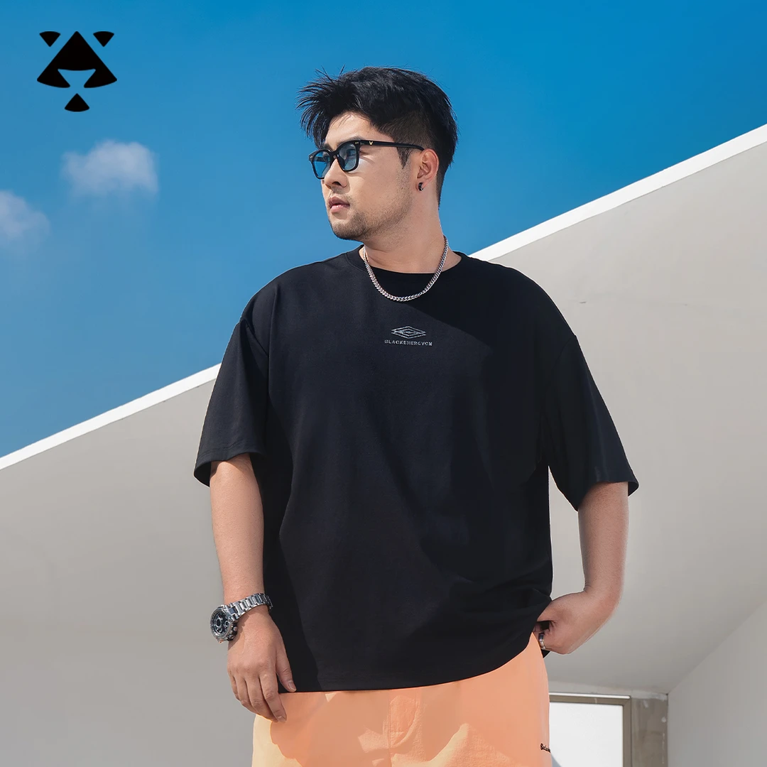 【挺括棉】森老板大码男装夏季遮肉透气短袖t恤显瘦宽松休闲半袖男