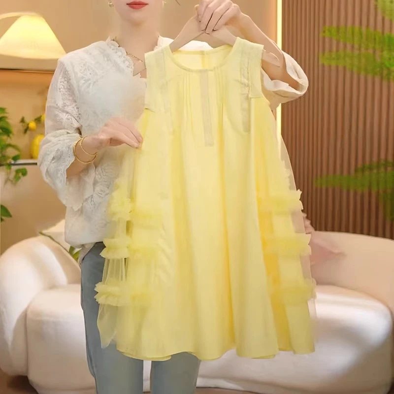 女童背心连衣裙夏季2025新款儿童网纱裙子夏装女孩燕尾公主裙洋气