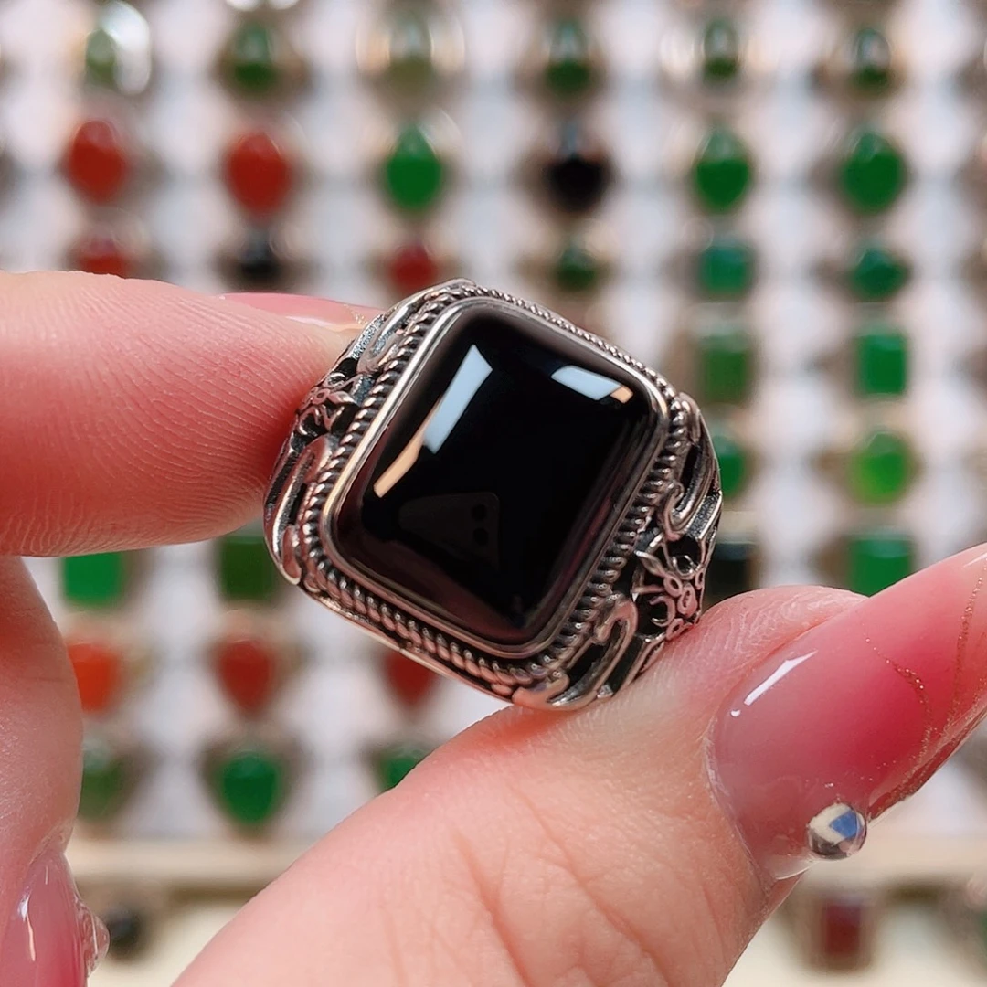 银S925镶嵌戒指玛瑙/玉髓