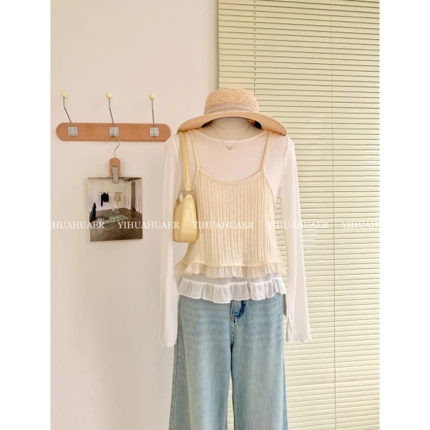 B-2393东大门韩国原单打底衫韩系风针织衫薄款真两件