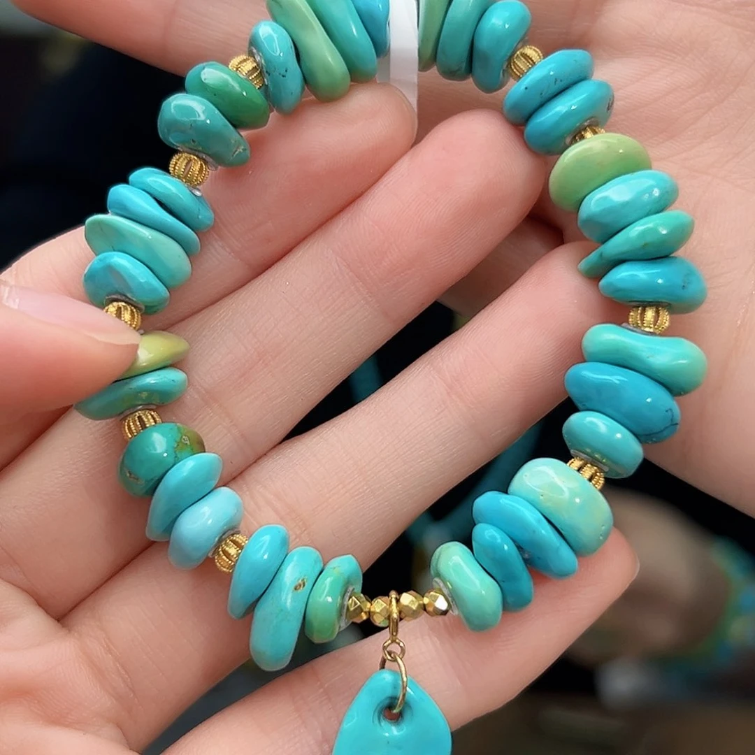 绿松石珠宝奇石18K金镶嵌