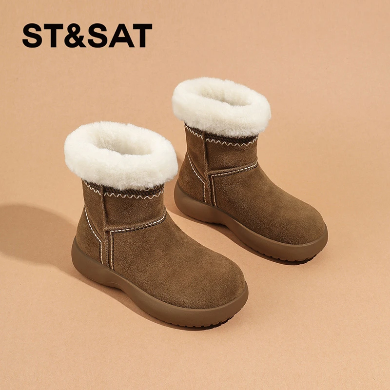星期六博肯德美拉雪地靴2025新款时尚保暖棉鞋加绒复古毛毛鞋女款