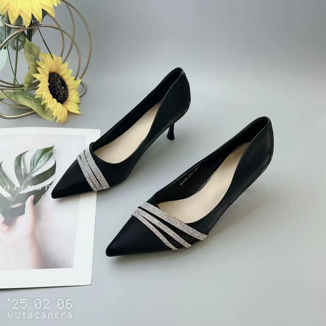 31029 新款法式小跟气质高跟鞋女细跟尖头百搭单鞋