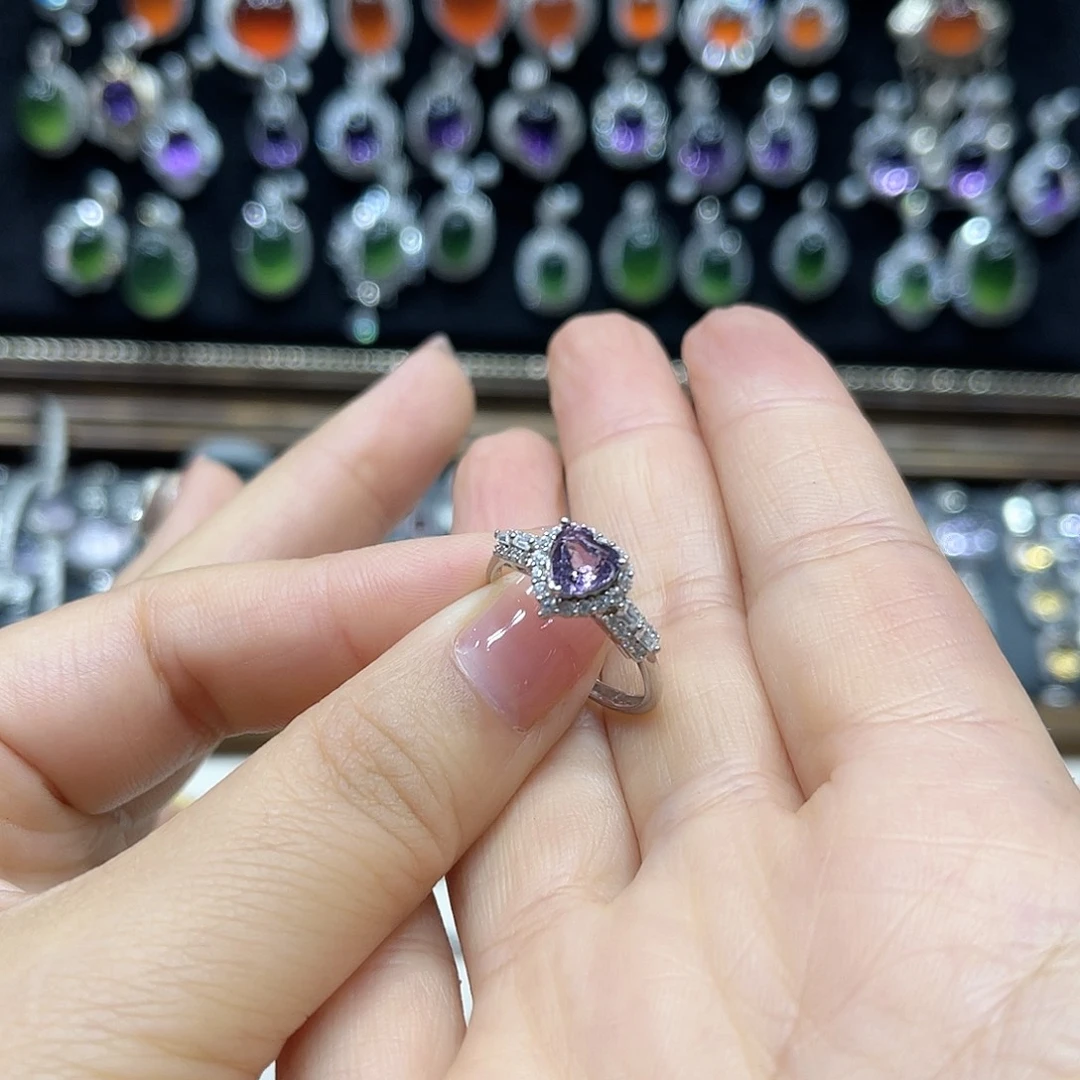 戒指银S925镶嵌紫晶