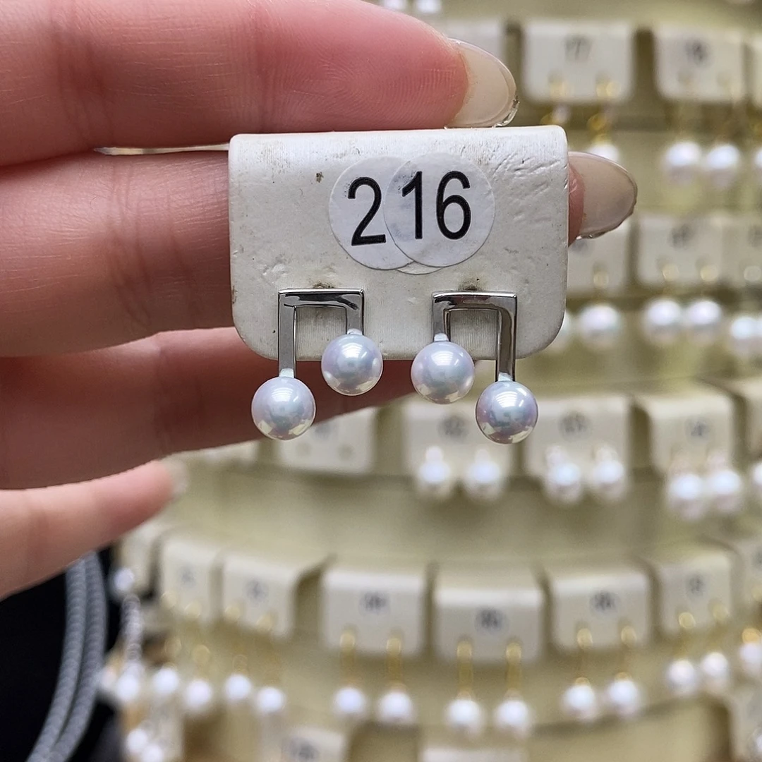 银S925镶嵌淡水珍珠耳饰