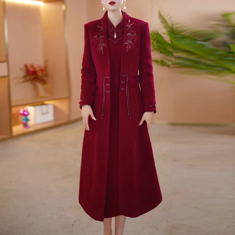 轻奢高级感两件套连衣裙喜婆婆婚宴装妈妈端庄大气平时可穿套装裙