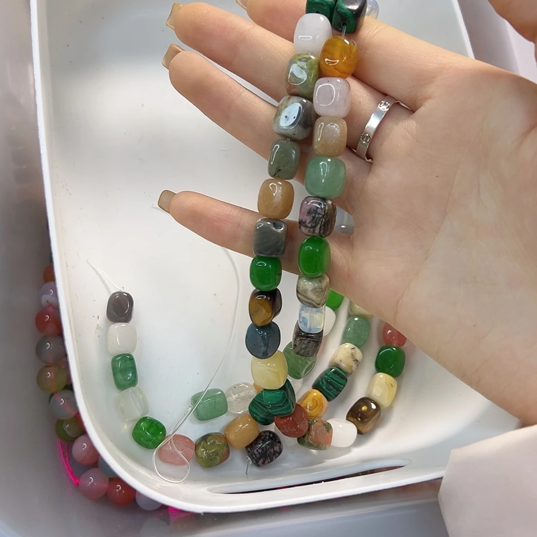 玛瑙/玉髓合金珠宝半成品多宝方糖一条