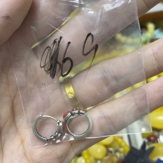 蜜蜡银S925镶嵌裸石耳扣