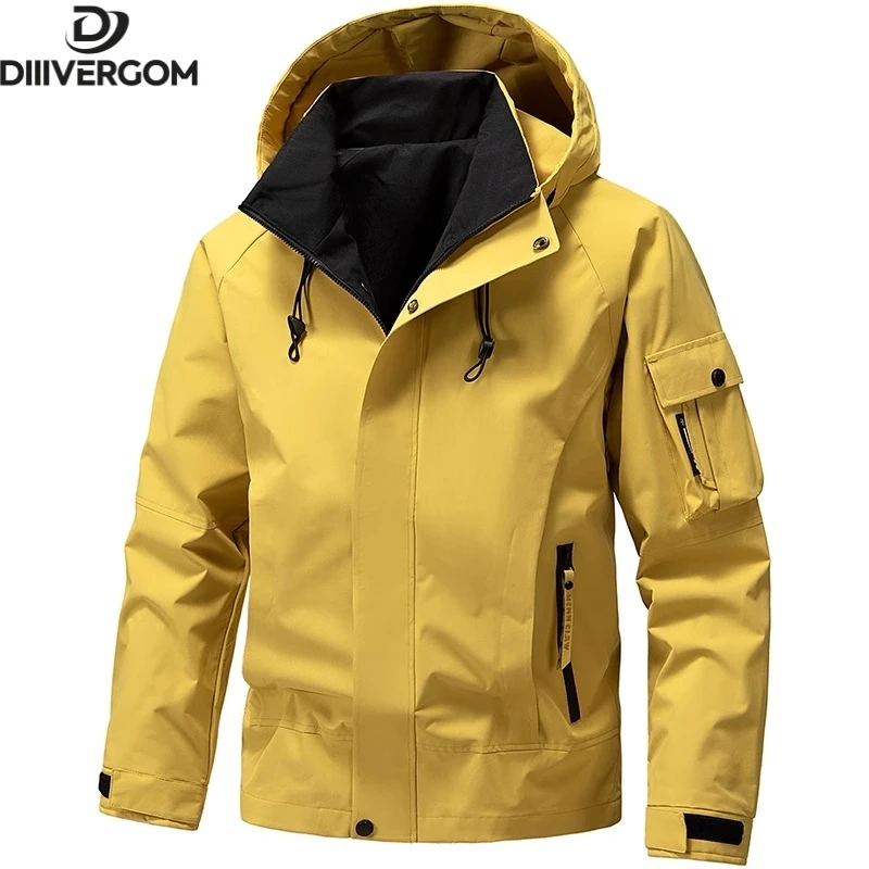 春秋季新款夹克外套男连帽休闲运动冲锋衣防风修身潮流多口袋防水
