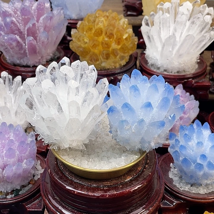 不***貓石材天然白水晶，天然蓝水晶